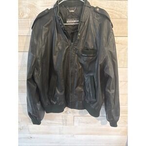 VTG 80s Members Only Black Leather Cafe Racer Jacket  Size 46  Fast Ship